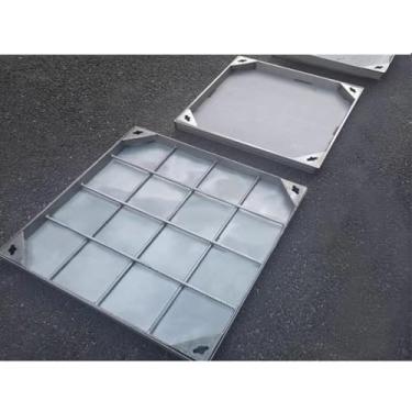 Imagem de Tampa de bueiro invisível comercial, tampa de tanque séptico de metal resistente, tampas de bacia de esgoto com base, tampa de ralo de piso quadrada de aço inoxidável (21,7 x 29,5 pol/55 x 75 cm)