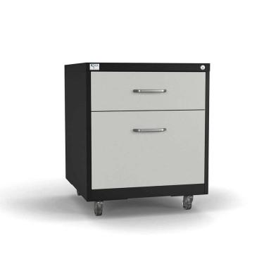 Imagem de Gaveteiro de Aço 2 Gavetas com Rodízios com Chave Cinza/Preto