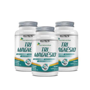 Imagem de Kit 3 Tri Magnésio Taurato+Malato+Bisglinato de Magnésio 3x60 cps Flora Nativa-Unissex