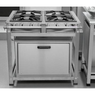 Imagem de Fogão Industrial 4 Bocas P7 em Aço Inox com Forno Leona