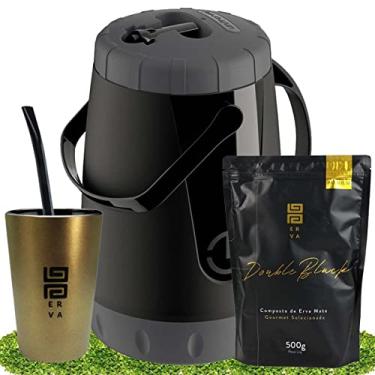 Imagem de Kit Tereré Black Erva Garrafa Lisa Cuia E Erva Double Black