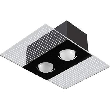 Imagem de TUALUX Plafon de Sobrepor Retangular Monaco com Difusor Preto para 02 Lâmpadas Bulbo Led E-27-33X23 cm, PEQUENO