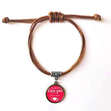 Imagem de DIYthinker Pulseira Always Love You para Dia dos Namorados Pulseira de couro com corda de couro marrom joia presente