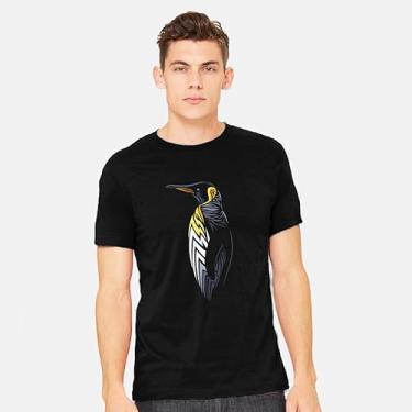 Imagem de TeeFury - Tribal Penguin - Camiseta masculina natureza, Azul marino, M