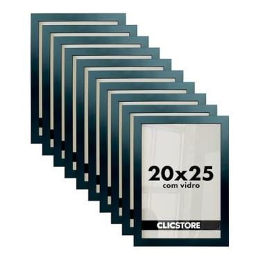 Imagem de Kit 10 Molduras 20X25cm Com Vidro e Fundo para Quadros Fotos Cor:Preto