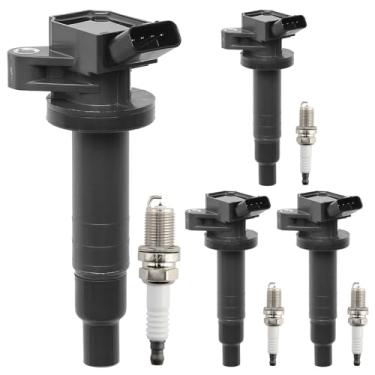Imagem de Pacote de bobina de ignição e velas de ignição irídio conjunto de 4 compatíveis com Toyota Corolla Matrix Celica MR2 Spyder Chevrolet Prizm Pontiac Vibe 1.8L L4 substitui # UF247