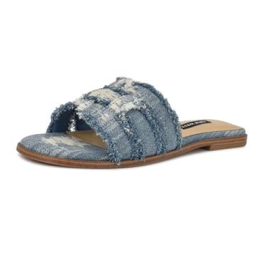 Imagem de Nine West Sandália rasteira feminina Germanny, Jeans azul 420, 34