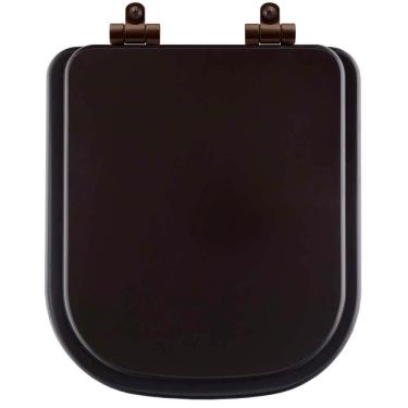 Imagem de Assento Sanitário Poliéster Soft Close Quadra Marrom Fosco Para Vaso Deca Com Ferragem Marrom