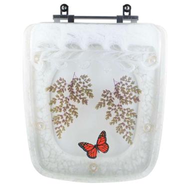 Imagem de Tampa De Vaso Poliéster Decorada Borboleta Boss Branco Para Louça Incepa