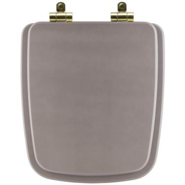 Imagem de Tampa De Vaso Poliéster Com Amortecedor Boss Stone (cinza Fosco) Para Bacia Incepa Com Ferragem Dourada