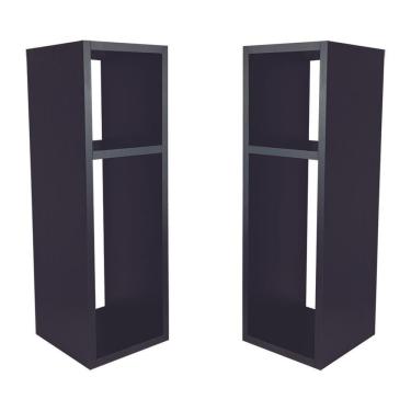 Imagem de Conjunto Mesa De Cabeceira Pequena 20x20x60cm Preto Quarto Sala