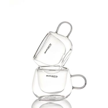 Imagem de Conjunto De Xícaras De Café Expresso Parede Dupla Com Alça 100ml 2 Peças Bugatti