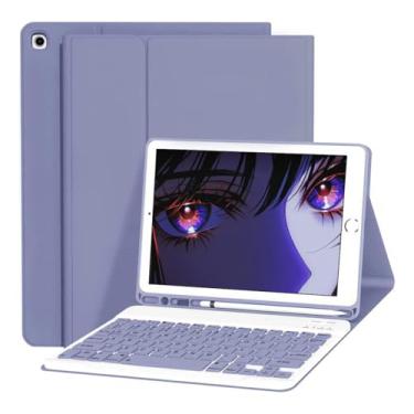 Imagem de Capa Para Tablet Com Teclado Bluetooth Para Samsung Tab S6 Lite 10.4 Polegadas (Cinza Lavanda, Teclado comum)