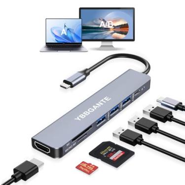Imagem de Adaptador USBC multiportas USB C Docking Station 7 em 1 adaptador de dongle hub USB c adaptador multiportas com leitor de cartão SD 100W PD 4K30hz hdmi hub USB C adaptador para MacBook Pro