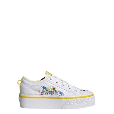 Imagem de adidas Tênis infantil unissex Nizza Platform da Originals, Branco nuvem/amarelo/branco (off-white), 6.5 Big Kid