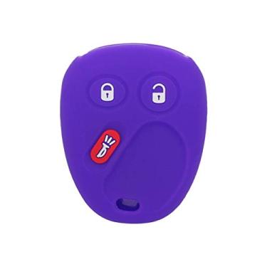 Imagem de SEGADEN Capa protetora de silicone com suporte de capa compatível com CHEVROLET GMC CADILLAC HUMMER SATURN PONTIAC 3 botões controle remoto chaveiro CV4610 roxo escuro