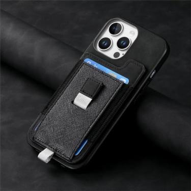 Imagem de YOGISU Capa de celular magnética removível com porta-cartões para iPhone 16 Pro Max (para iPhone 16 Pro Max/preta)