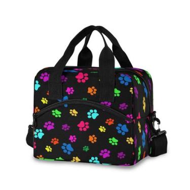 Imagem de Lancheira UOYO Colorful Dog Cat Paw Print isolada 29x18x24cm