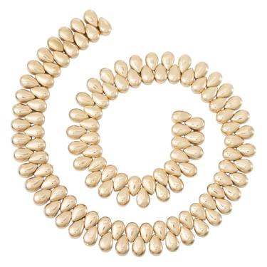 Imagem de Spritewelry Contas de vidro em forma de gota para fabricação de joias, 125 peças, gota dourada, contas soltas, galvanizadas, gotas de água, espaçadoras para colar de pulseira