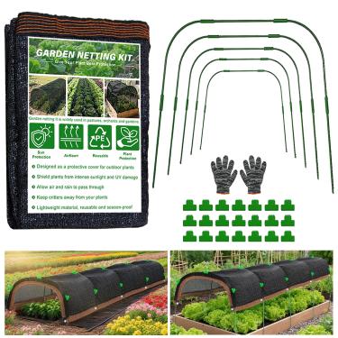 Imagem de Kit de pano de sombra de jardim 199.9 cm x 149.9 cm pano de sombra de jardim com aros para proteção contra o calor 75% preto planta sombra pano jardim estufa crescimento túnel sombra pano cobertura de
