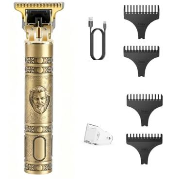 Imagem de Aparador de barba masculino sem fio com visor LCD, conjunto profissional de corte de cabelo, barbeador recarregável, presente para crianças, namorado, menino, família