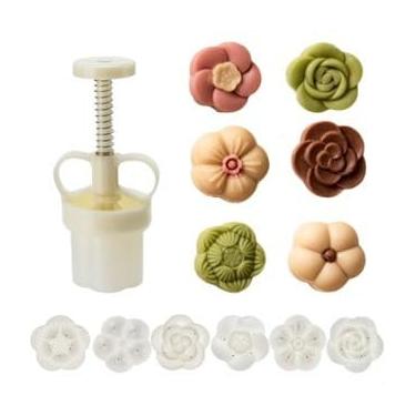 Imagem de KIT EJETOR PARA MODELAR MASSAS DOCES EATÉ 25G -Biscoitos, Mooncakes e Doces Decorativos (6x30g Molde de carimb)