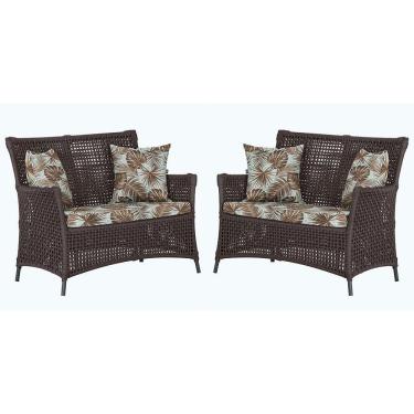 Imagem de 2 Sofás área Externa Igapó Alumínio Preta Corda Náutica E6 Marrom