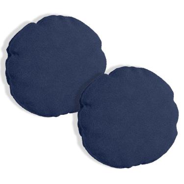 Imagem de Kit 2 Capas Para Almofada Redonda Veludo 40x40cm - 7 Decor Azul Marinho