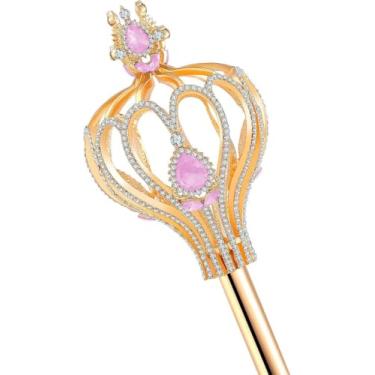 Imagem de pensoda Royal Cross Christmas scepter Magic Party wand pageant Costume Accessory. (Gold-pink)