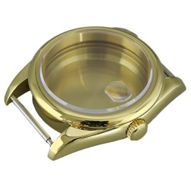 Imagem de FEIYASHI 36/39 mm 316L aço inoxidável ouro caixa de relógio mecânico vidro safira para NH35 34 36 38 movimento Miyota8215, Tampa inferior sólida 5, 39mm+Miyota8215 8205 Movement, Caixa de relógio de