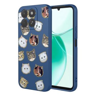 Imagem de HTXWXJC Capa de telefone para ZTE Blade A35, capa ZTE Blade A55 Z2453 Z2450 à prova de choque flexível bumper TPU capas macias padrão gato capa de telefone para ZTE Blade A35 ZTE Blade A55 gato azul