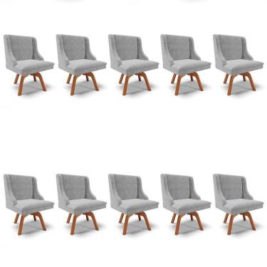 Imagem de Kit 10 Cadeiras Estofadas Giratória Para Sala De Jantar Lia Suede Cinza - Ibiza