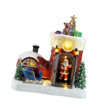 Imagem de Esquirla Casa de Neve Natalina com Caixa de Música, Decoração Iluminada, Presente Decorativo em Formato de Bota para Mesa ou Restaurante.