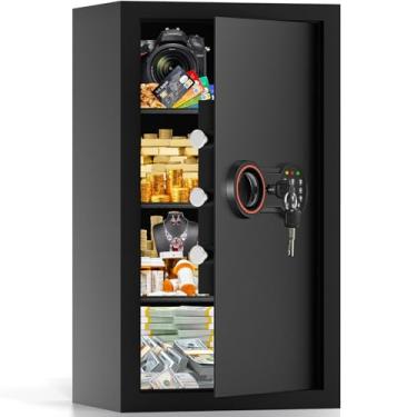 Imagem de Seguro [70 cm de altura] Cofre extra grande para uso doméstico, cofres domésticos digitais com teclado programável, chaves sobressalentes e sistema de alarme, cofres de segurança anti-roubo para