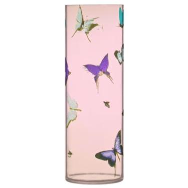 Imagem de JUZIHAI Lindo vaso de borboletas para flores 9,9 cm x 30 cm cilindro de plástico moderno vaso de flores para centro de mesa de casamento decoração de casa