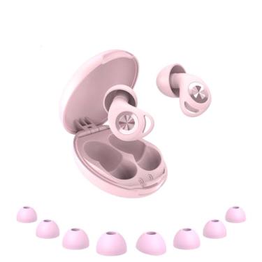 Imagem de Tampões de ouvido para cancelamento de ruído de sono, tampões de ouvido de silicone ultramacio para dormir, tampões de ouvido reutilizáveis com cancelamento de ruído de 45 dB, proteção auditiva para