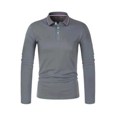 Imagem de Camisa Polo Masculina De Manga Longa Casual Respirável Confortável Par