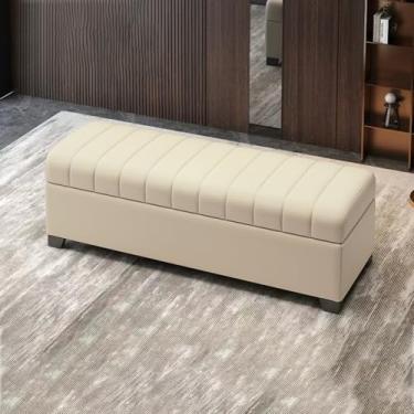 Imagem de Banco de armazenamento moderno para sala de estar com almofada, banco para quarto na extremidade da cama, banco de entrada com armazenamento, banco para entrada da porta da frente, banco de sapatos