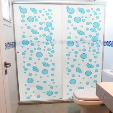 Imagem de Adesivo Para Vidro Box Banheiro Jateado Decorado Bolhas Prova D'agua -