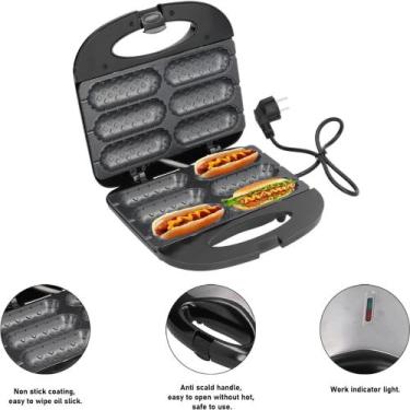 Imagem de Crepeira Elétrica Prática 6 Cavidades Para Crepe e Hot Dog 750w Inox 1