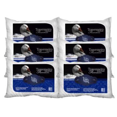 Imagem de Kit Travesseiros 6 Pçs Pluma de Ganso 50x70cm Casa Dona 200 Fios Branc