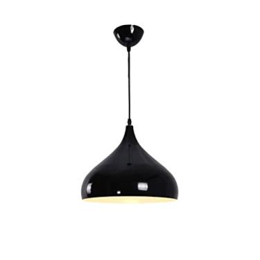 Imagem de Lâmpada pendente de arte semicircular criativa de alumínio, luminária suspensa de cabeça única, lustre de estilo rústico, luminária de teto, luminária para bar de restaurante (cor: preto, tamanho: 40