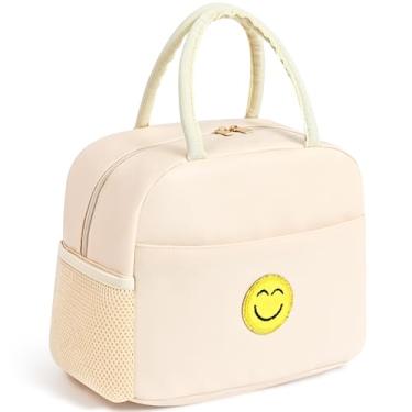 Imagem de Hairao Lancheira Preppy para mulheres e meninas, lancheira grande isolada com padrão de chenille, lancheira de couro aberta, bolsas térmicas à prova de vazamento, lancheira reutilizável para trabalho