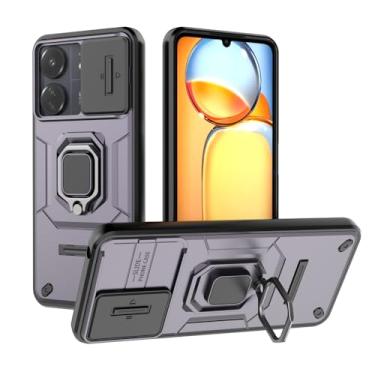 Imagem de Kukoufey Compatível com capa de suporte Xiaomi Redmi 13C, compatível com Xiaomi Poco C65 4G, com capa de lente de câmera deslizante compatível com Xiaomi Redmi 13C 4G 23100RN82L capa roxa