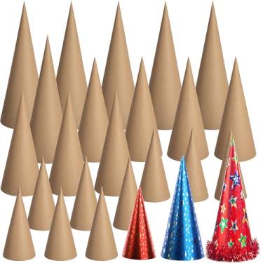Imagem de RunNico 22 peças de cones machês de papel de Natal grossos, 3 tamanhos de cones de papelão grosso, cone de fundo aberto para decoração de gnomos de árvore de Natal, artesanato faça você mesmo