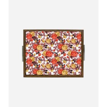 Imagem de Bandeja Estampada 30x37 - Rosa Dourada