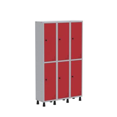 Imagem de Roupeiro Aco Light 3v 06 Portas Gr303/6 Cinza/Vermelho
