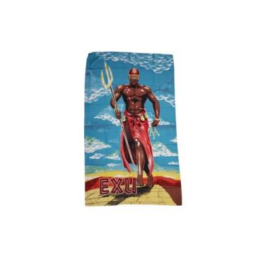 Imagem de Canga de praia Orixás em poliéster - Corpo Dourado Moda Praia, Exu, Ún