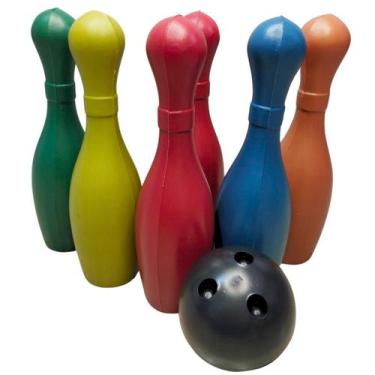 Imagem de Jogo de Boliche Bolichão Infantil com 6 Pinos 30 cm e 2 Bolas - Brinqu
