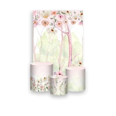 Imagem de Painel De Festa Vertical 1,50 x 2,20 + Trio De Capas Cilindro - Flores